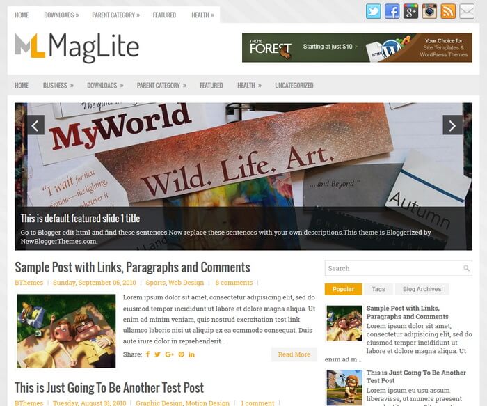 MagLite Blogger Template
