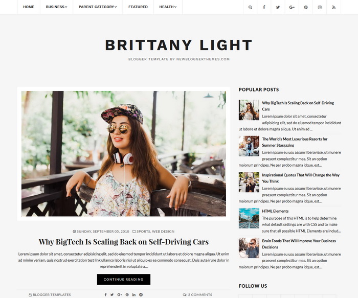 Brittany Light Blogger | Blogger Templates 2021