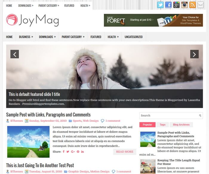 JoyMag Blogger Template