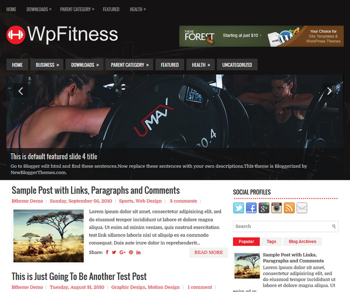 WpFitness Blogger Template