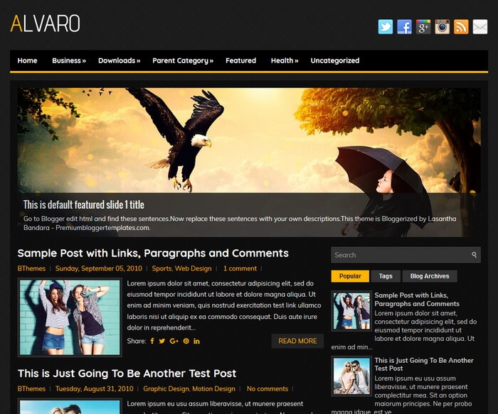 Alvaro Blogger Template