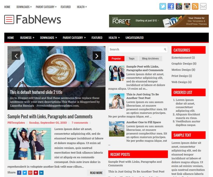 FabNews Blogger Template