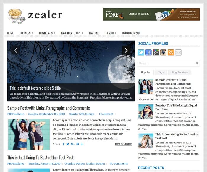 Zealer Blogger Template