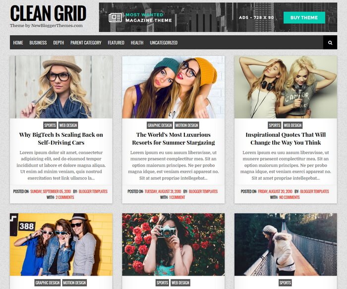 Clean Grid Blogger Template