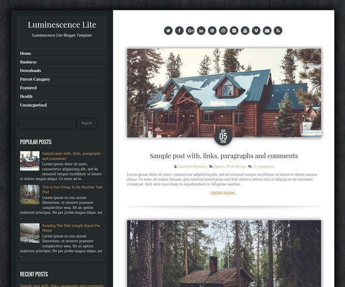 Luminescence Lite Blogger Template