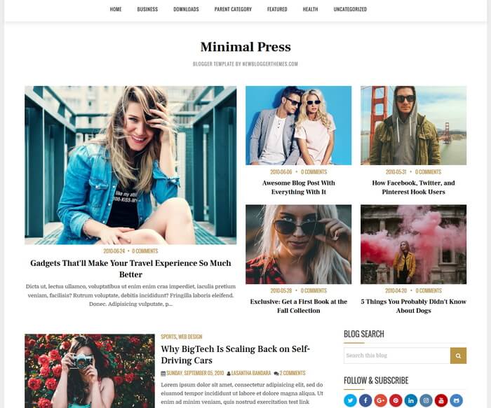 Minimal Press Blogger Template