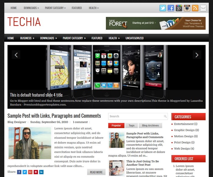 Techia Blogger Template