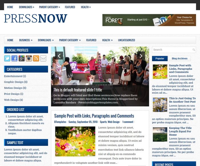 PressNow Blogger Template