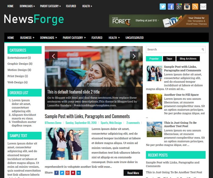 NewsForge Blogger Template