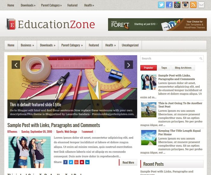 education theme blogger