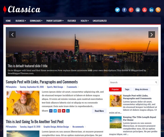 Classica Blogger Template