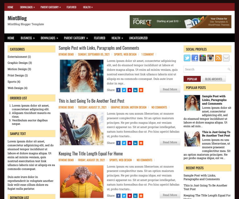 MintBlog — Blogger template screenshot