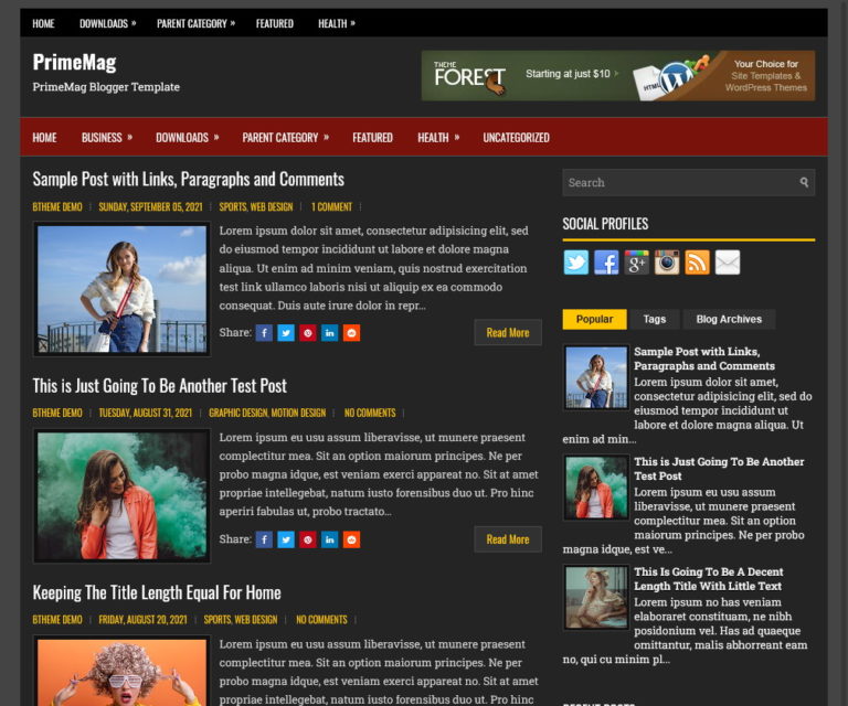 PrimeMag — Blogger template screenshot