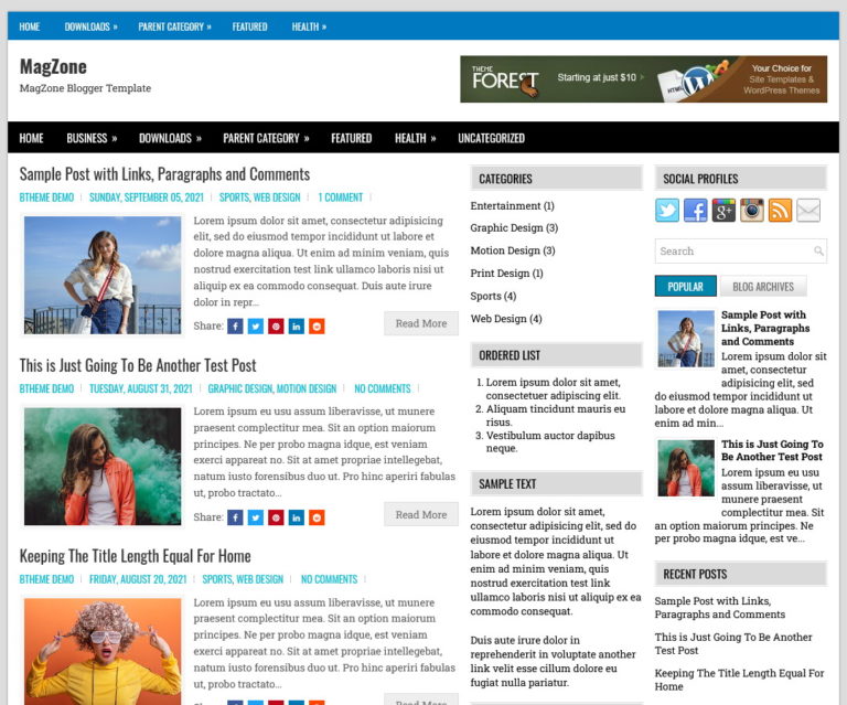 MagZone — Blogger template screenshot