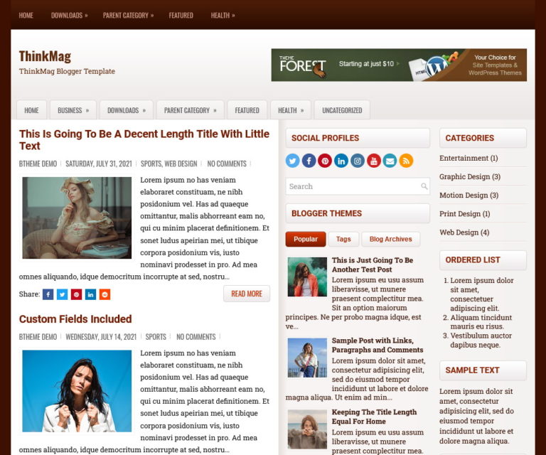 ThinkMag — Blogger template screenshot